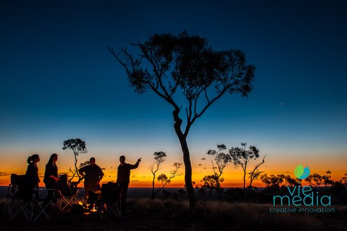 People camping at Mt Oxley, near Bourke on the way along the Darling River Run, Outback NSW, Australia