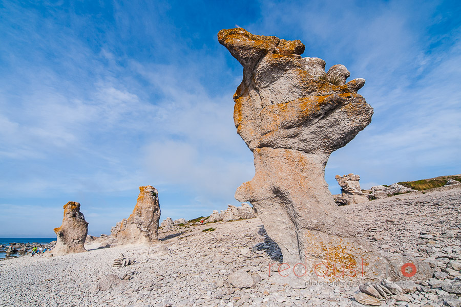 Raukar –Spectacular limestone formations on the island of Faro located 2 kilometres off the northern coast of Gotland. Sweden, Sverige