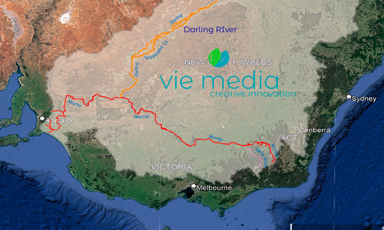 A graphic of a map showing the Mitta Mitta River as part of the Murray Darling Basin, Australia 