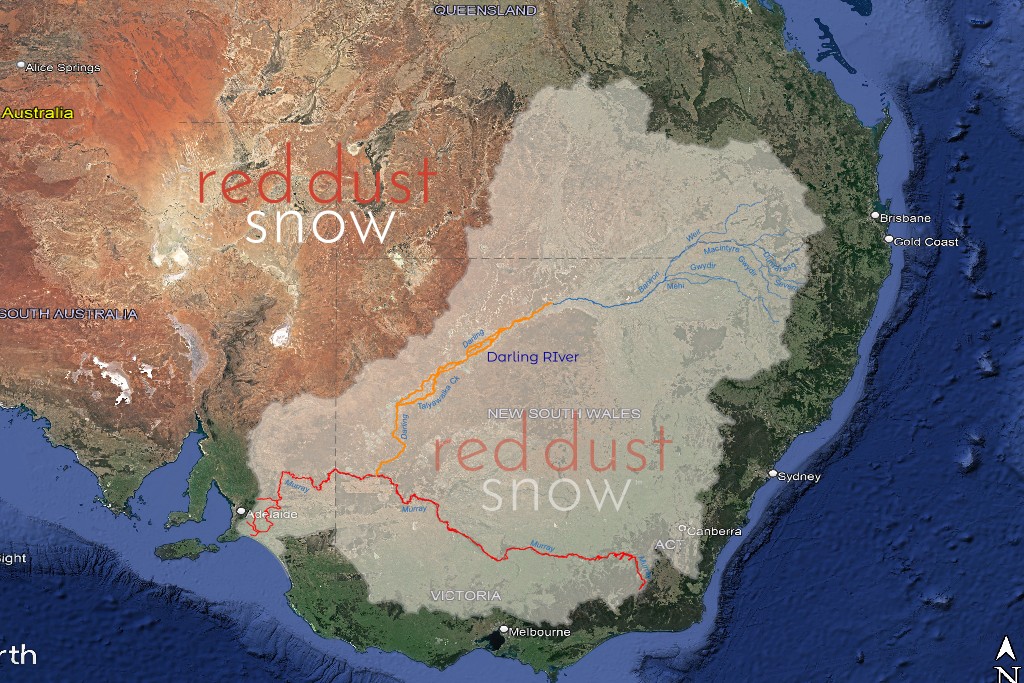 A map showing the Border rivers (Barwon and Macintyre rivers) Darling River tributaries - part of the Murray Darling Basin, Australia