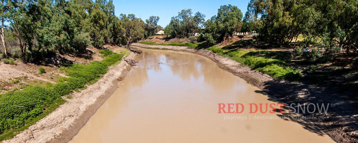 Shadows of the old Darling River Bridge at  Wilcannia, Outback NSW