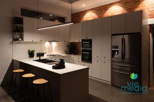 Kitchen Lights &amp; Red Brick