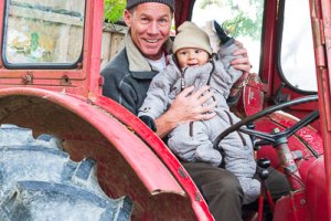 Simon and Charlie on old Tractor